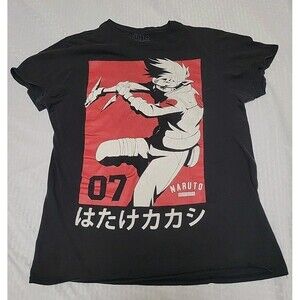 Naruto Shippuden Kakashi Hatake 07 Graphic T Shirt Mens Size M Black